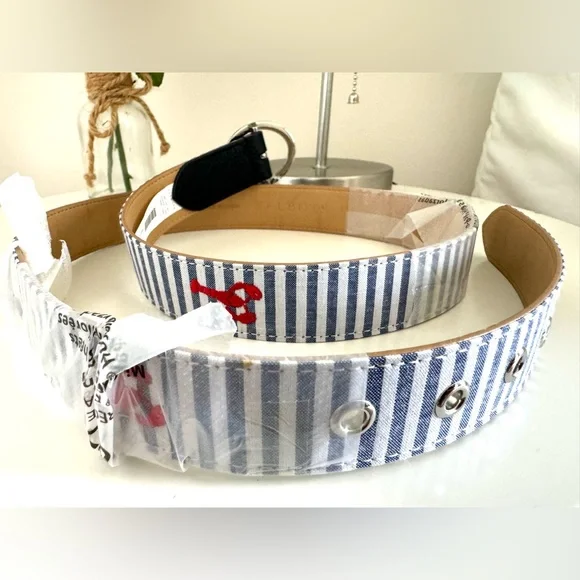 🦞 Brand New 42” Talbots Striped Nautical Belt with Red Lobster Embroidery NWT ⚓️ - Picture 9 of 9